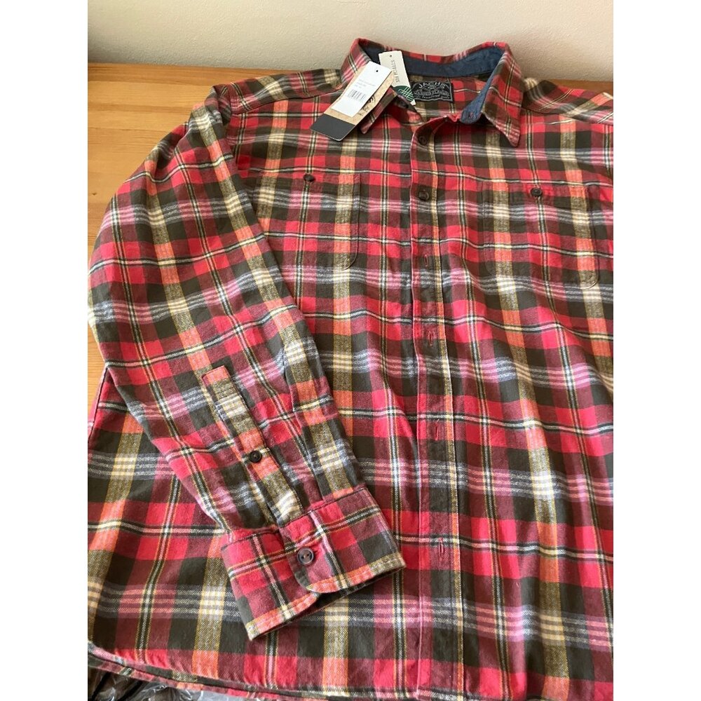 JACHS New York Red Men's Cotton Flannel Plaid Workshirt XXL